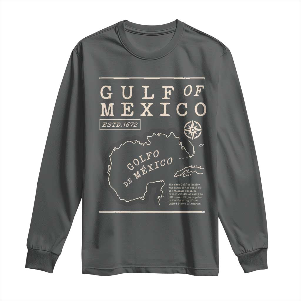 Gulf of Mexico Long Sleeve Shirt Golfo De Mexico Historic Map 1672