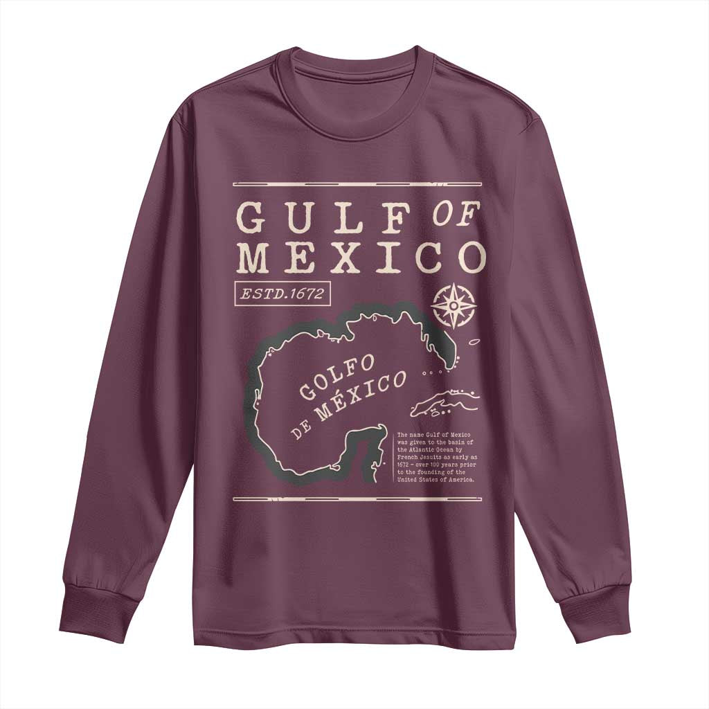 Gulf of Mexico Long Sleeve Shirt Golfo De Mexico Historic Map 1672