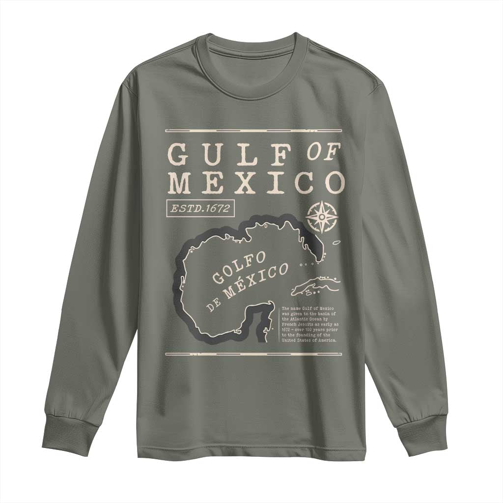 Gulf of Mexico Long Sleeve Shirt Golfo De Mexico Historic Map 1672