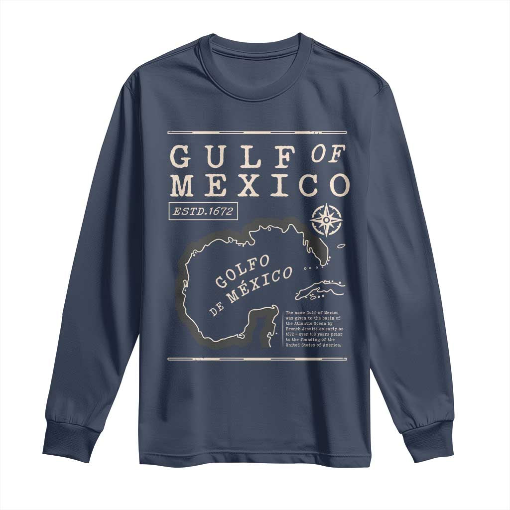 Gulf of Mexico Long Sleeve Shirt Golfo De Mexico Historic Map 1672