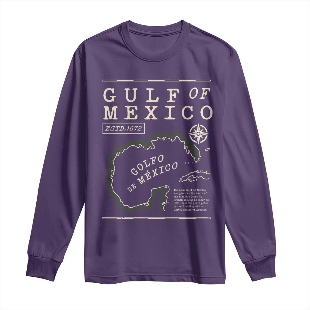 Gulf of Mexico Long Sleeve Shirt Golfo De Mexico Historic Map 1672