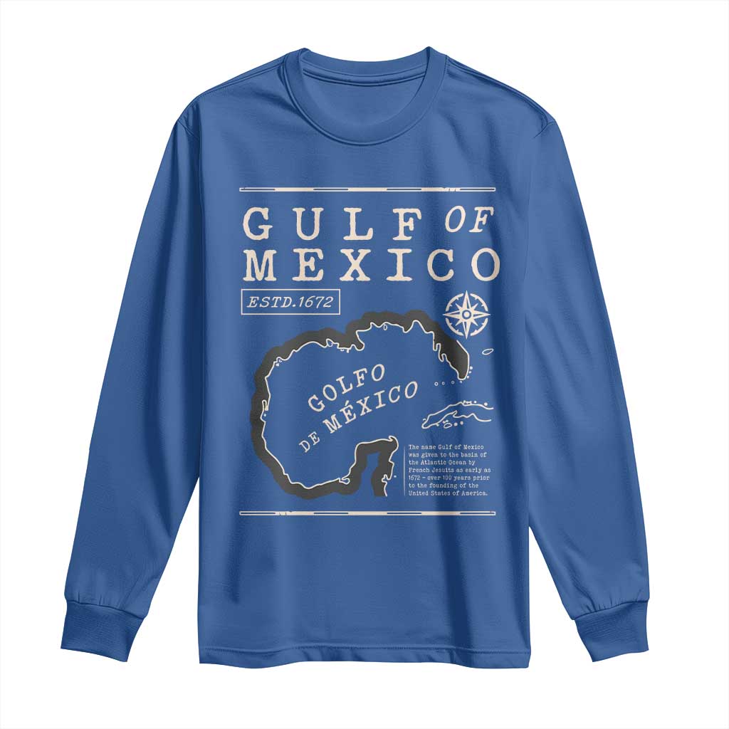 Gulf of Mexico Long Sleeve Shirt Golfo De Mexico Historic Map 1672
