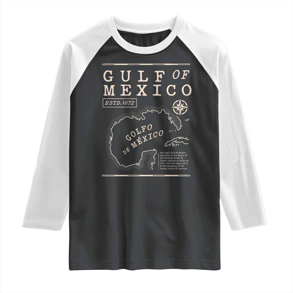 Gulf of Mexico Raglan Shirt Golfo De Mexico Historic Map 1672 TS02