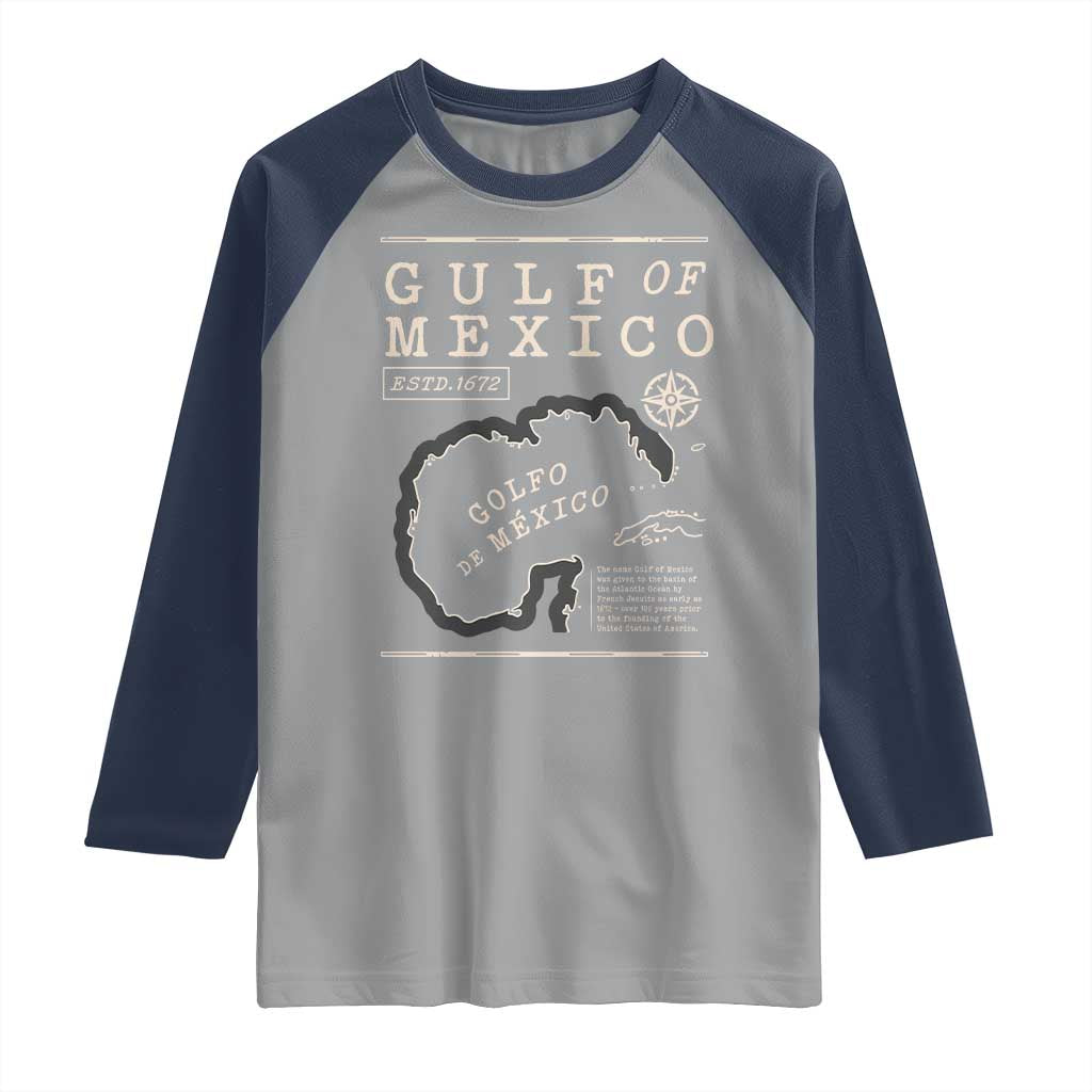 Gulf of Mexico Raglan Shirt Golfo De Mexico Historic Map 1672 TS02