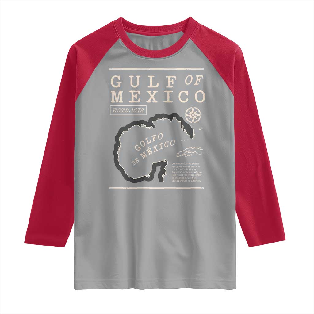 Gulf of Mexico Raglan Shirt Golfo De Mexico Historic Map 1672 TS02