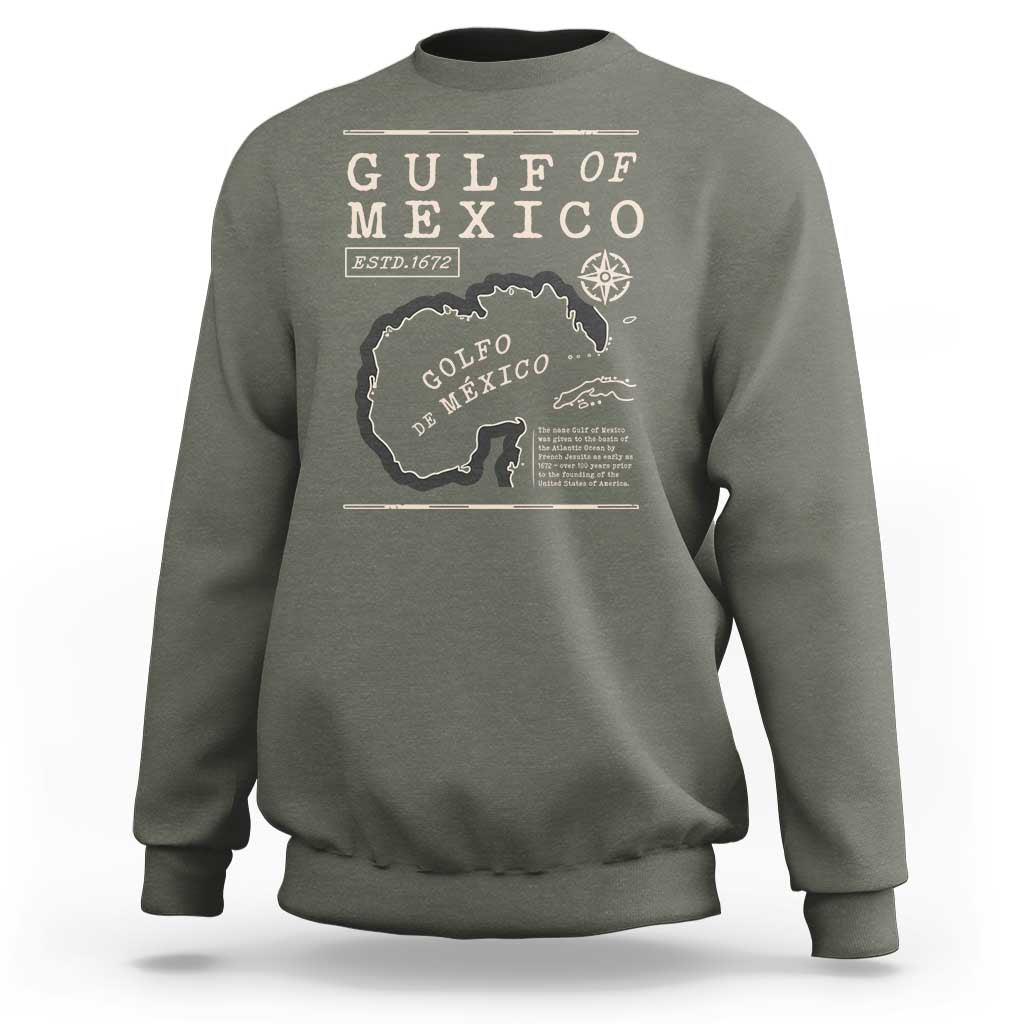 Gulf of Mexico Sweatshirt Golfo De Mexico Historic Map 1672 TS02