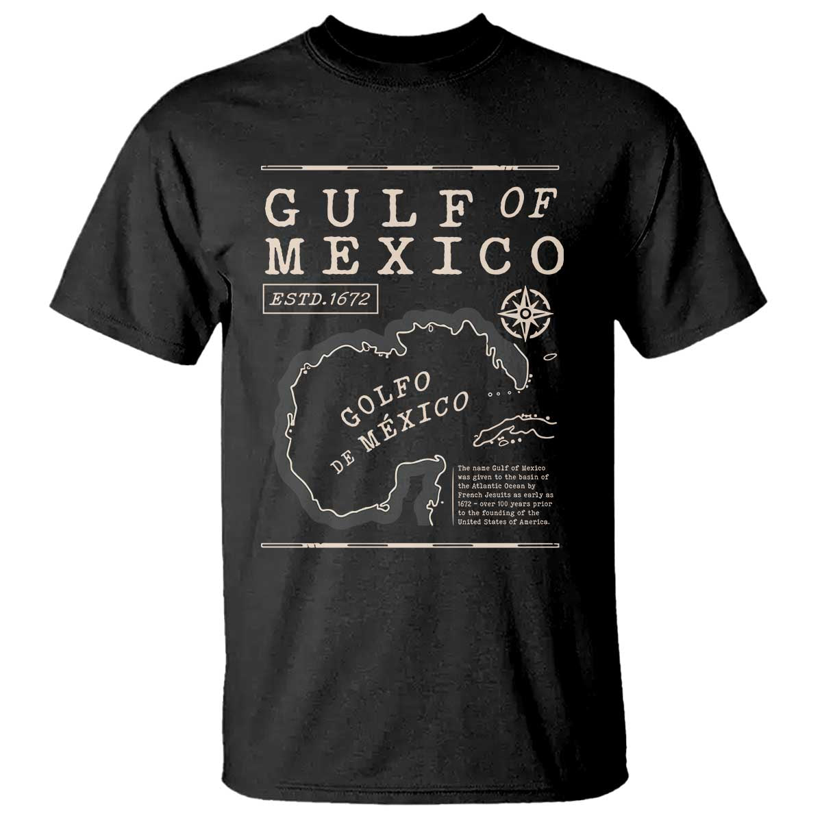 Gulf of Mexico T Shirt Golfo De Mexico Historic Map 1672 TS02