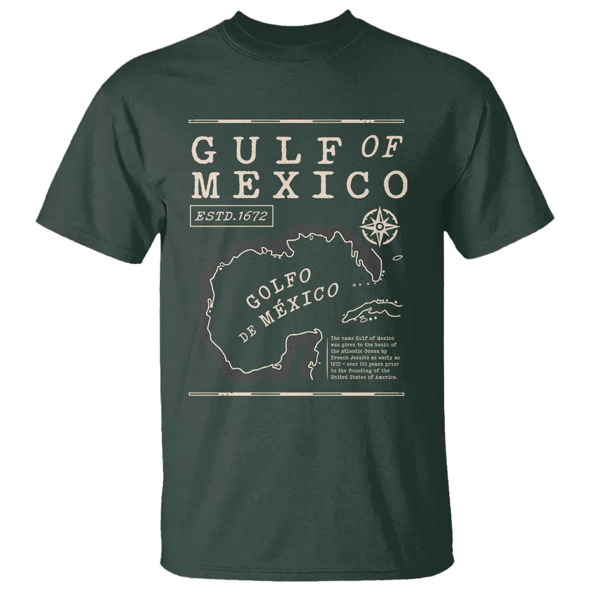 Gulf of Mexico T Shirt Golfo De Mexico Historic Map 1672 TS02