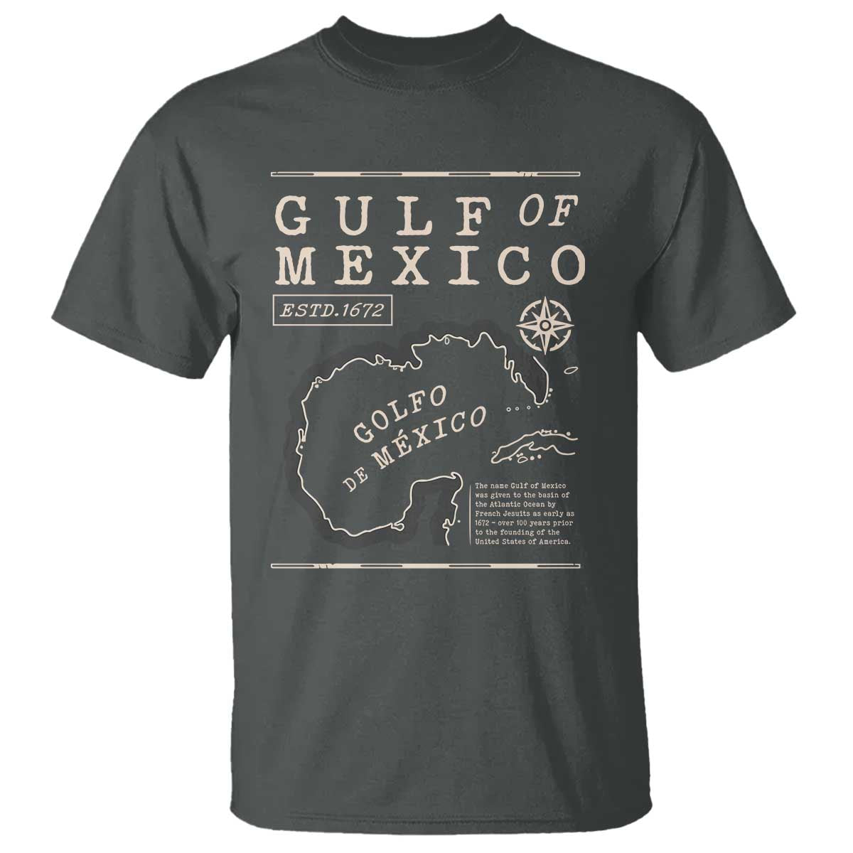 Gulf of Mexico T Shirt Golfo De Mexico Historic Map 1672 TS02