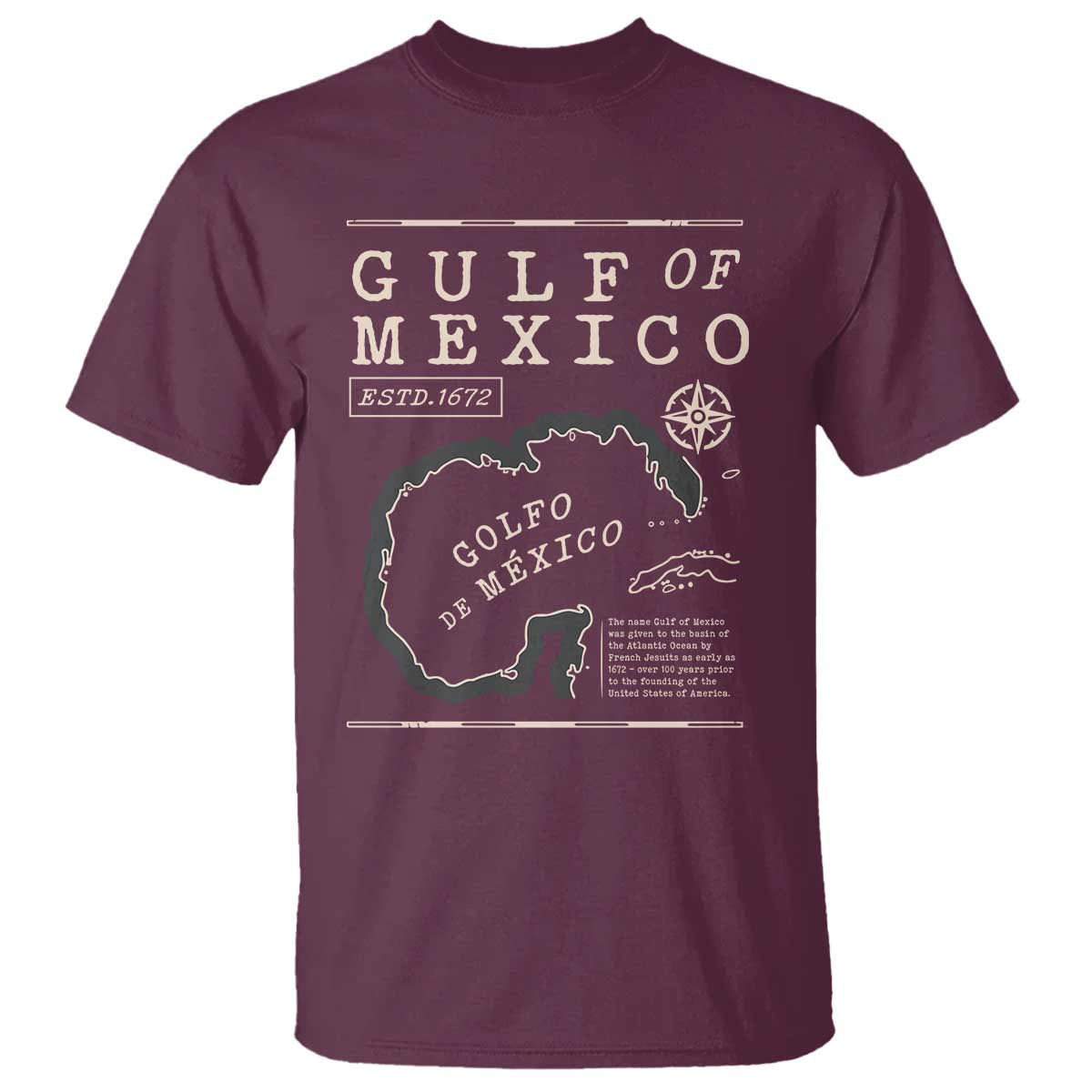 Gulf of Mexico T Shirt Golfo De Mexico Historic Map 1672 TS02