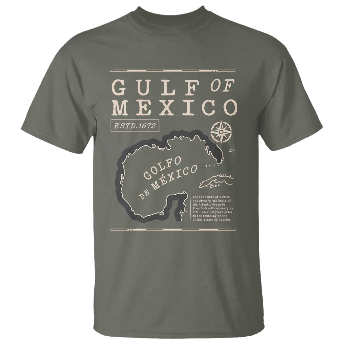 Gulf of Mexico T Shirt Golfo De Mexico Historic Map 1672 TS02