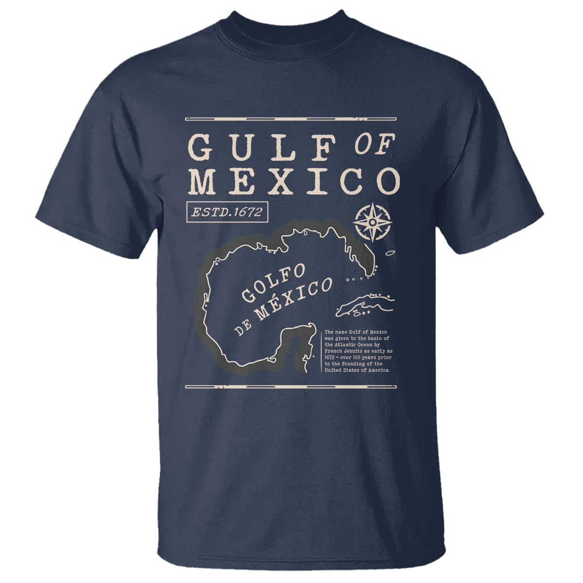 Gulf of Mexico T Shirt Golfo De Mexico Historic Map 1672 TS02