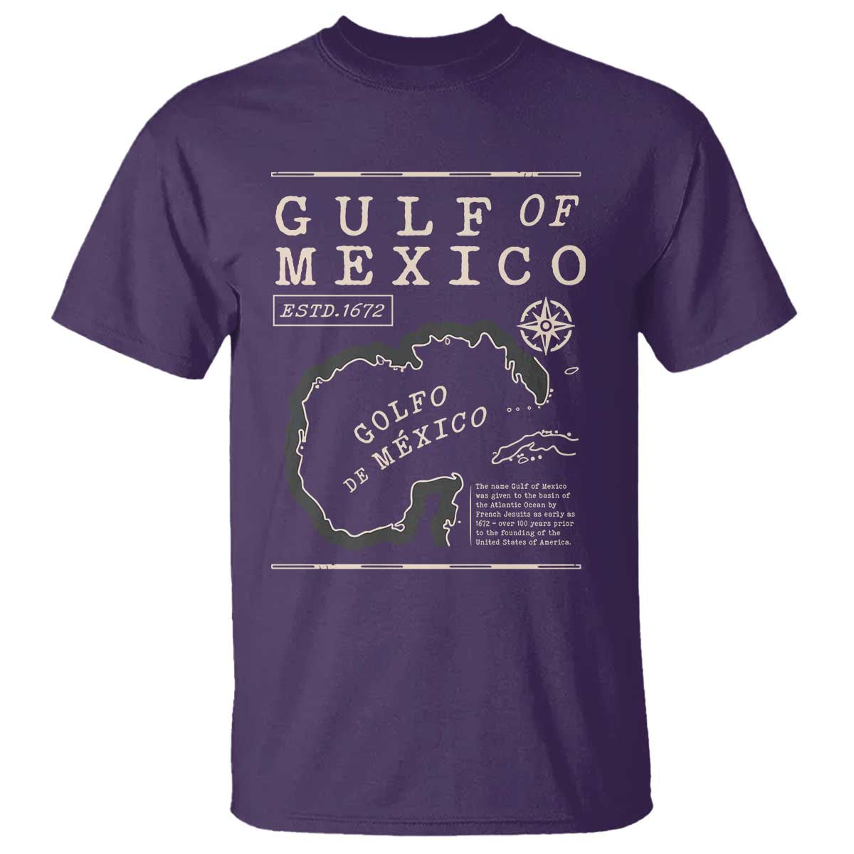 Gulf of Mexico T Shirt Golfo De Mexico Historic Map 1672 TS02