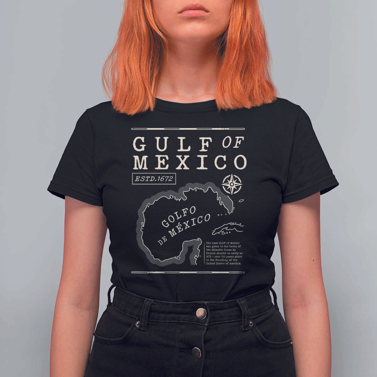 Gulf of Mexico T Shirt For Women Golfo De Mexico Historic Map 1672 TS02