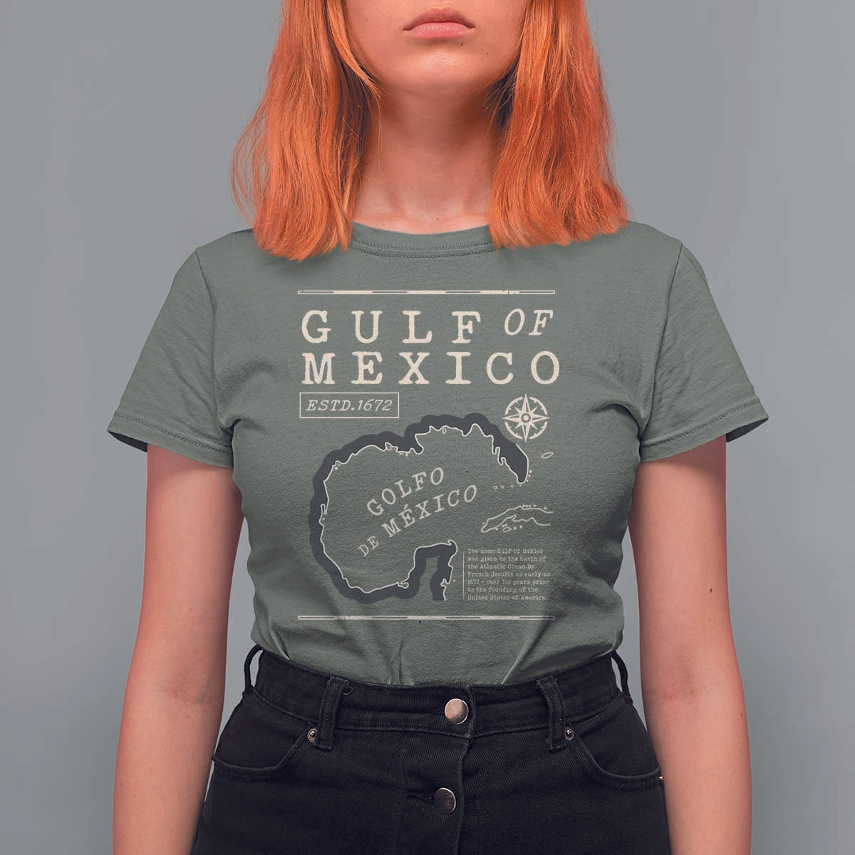 Gulf of Mexico T Shirt For Women Golfo De Mexico Historic Map 1672 TS02