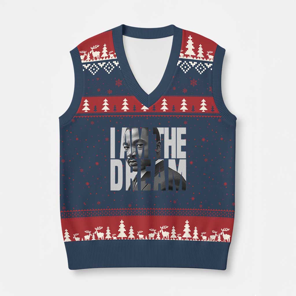 Martin Luther King MLK Day V-Neck Knit Sweater Vest I Am The Dream Black King Power Black History Month - Wonder Print Shop