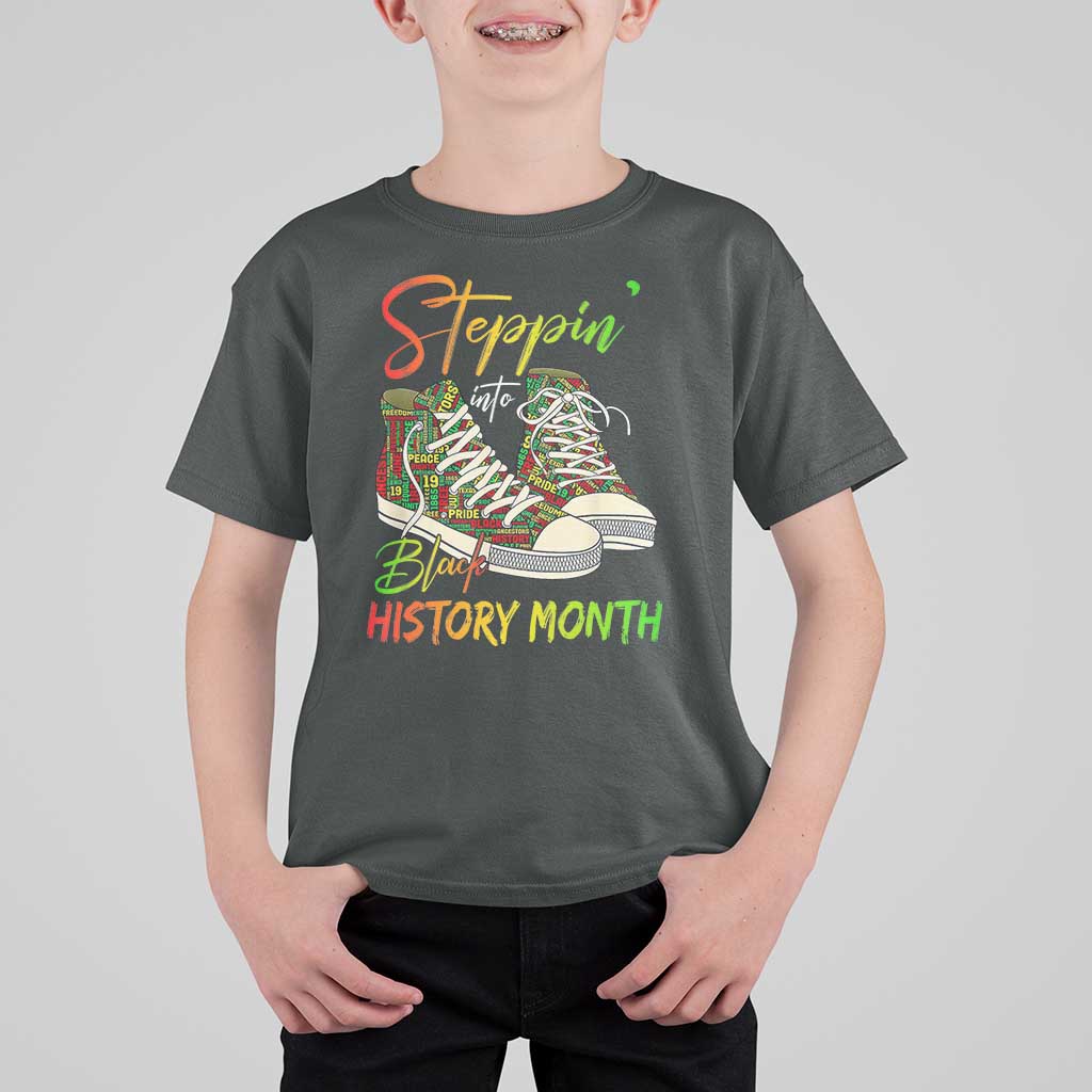 Stepping Into Black History Month T Shirt For Kid Sneakers