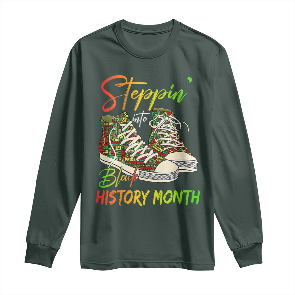 Stepping Into Black History Month Long Sleeve Shirt Sneakers