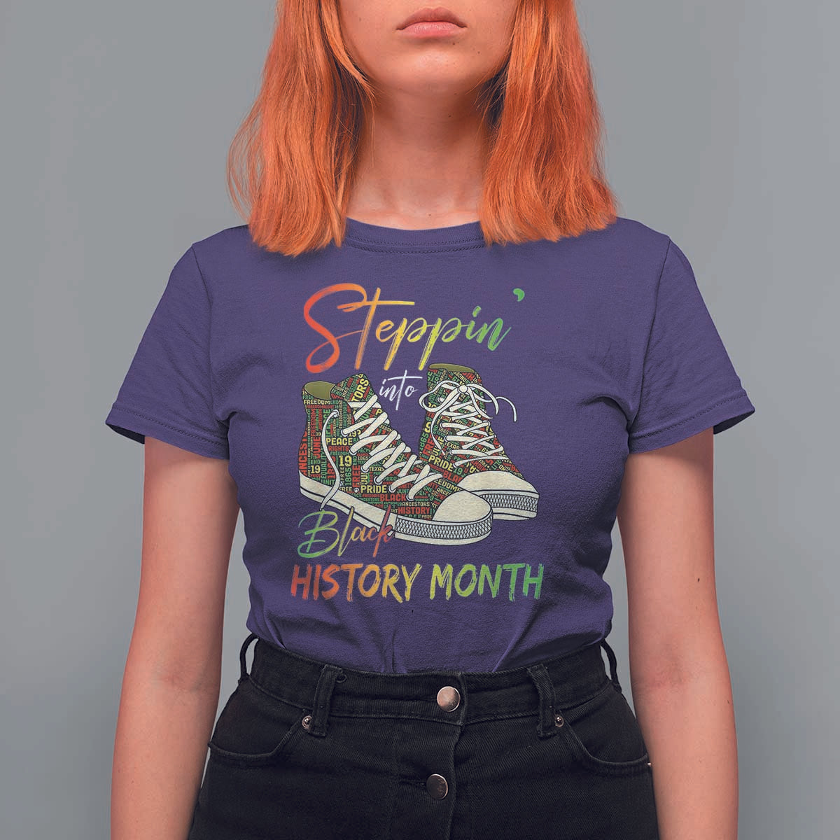 Stepping Into Black History Month T Shirt For Women Sneakers