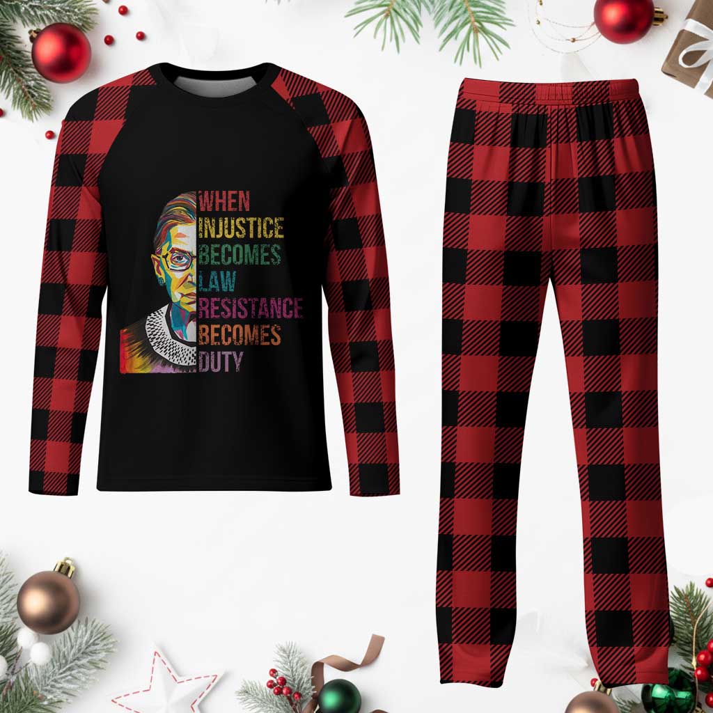 RBG Quote Plaid Pajama Set When Injustice Becomes Law Resistance Becomes Duty - Wonder Print Shop