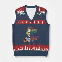 RBG Quote V-Neck Knit Sweater Vest When Injustice Becomes Law Resistance Becomes Duty - Wonder Print Shop