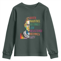 RBG Quote Youth Sweatshirt When Injustice Becomes Law Resistance Becomes Duty