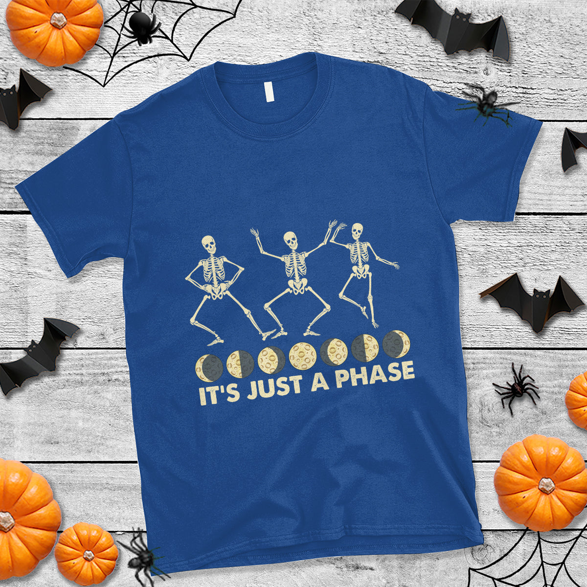 It's Just A Phase Moon Cycle Phases Of The Moon Astronomy Skeleton Dancing T Shirt - Wonder Print Shop