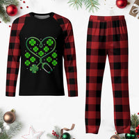 Funny Nurse St Patricks Day Plaid Pajama Set Nursing Stethoscope Green Clover Shamrock - Wonder Print Shop