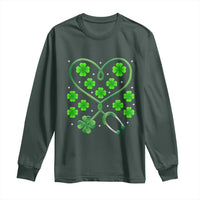 Funny Nurse St Patricks Day Long Sleeve Shirt Nursing Stethoscope Green Clover Shamrock