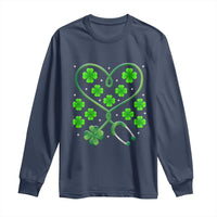 Funny Nurse St Patricks Day Long Sleeve Shirt Nursing Stethoscope Green Clover Shamrock