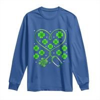 Funny Nurse St Patricks Day Long Sleeve Shirt Nursing Stethoscope Green Clover Shamrock