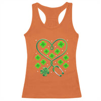 Funny Nurse St Patricks Day Racerback Tank Top Nursing Stethoscope Green Clover Shamrock