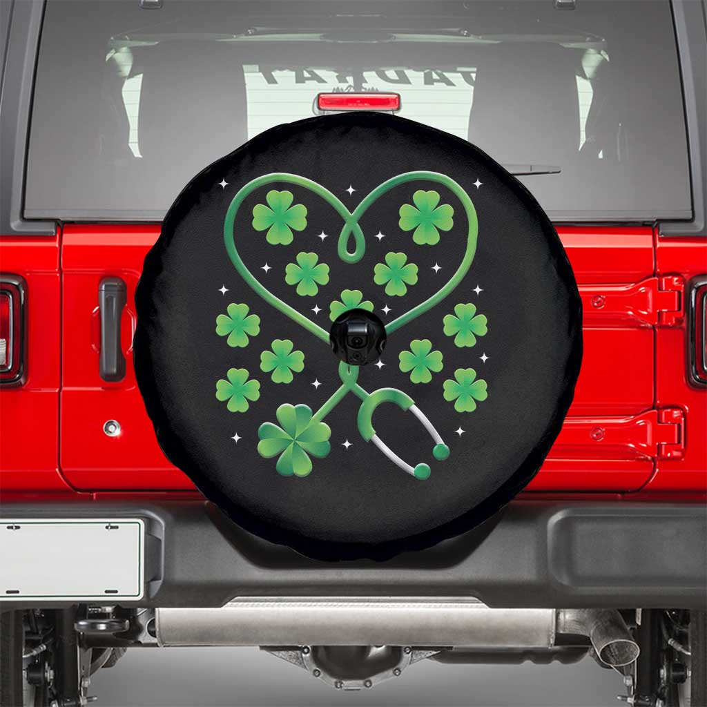 Funny Nurse St Patricks Day Spare Tire Cover Nursing Stethoscope Green Clover Shamrock