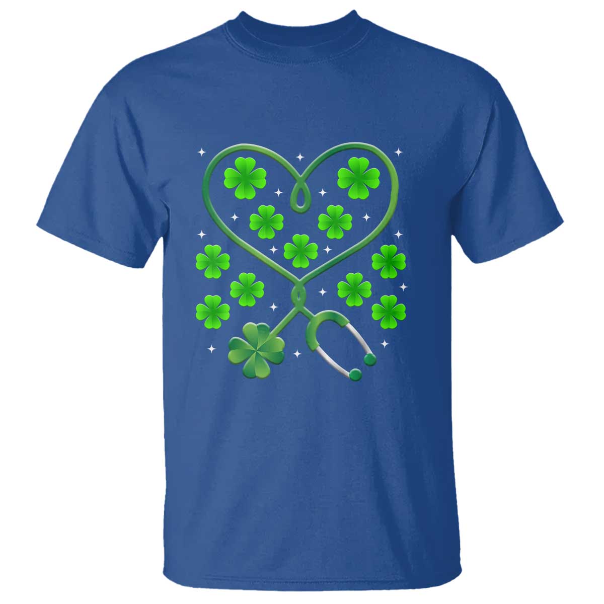Funny Nurse St Patricks Day T Shirt Nursing Stethoscope Green Clover Shamrock - Wonder Print Shop