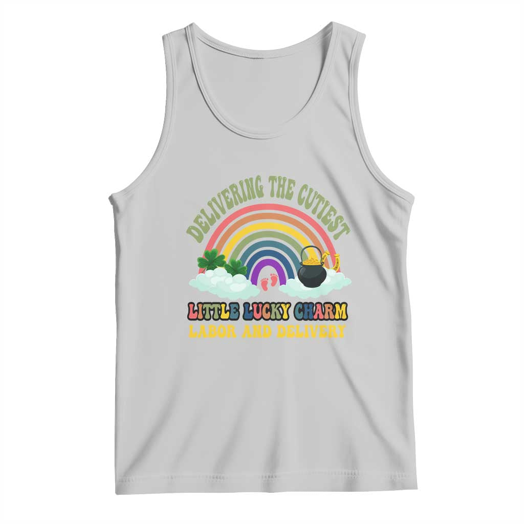Funny Labor and Delivery St Patricks Day Tank Top Delivering The Cutiest Little Lucky Charm