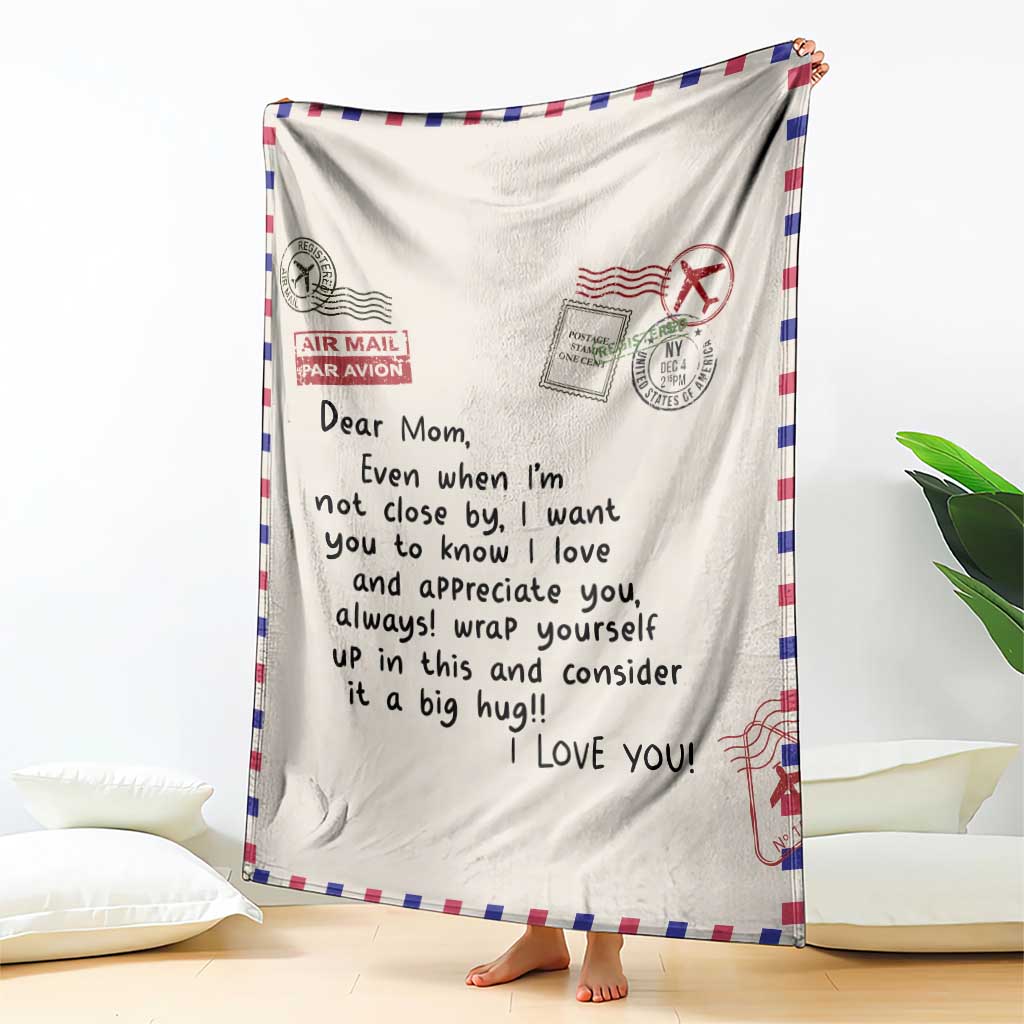 Airmail Letter Dear Mom Throw Blanket Long Distance Hug Meaningful Mother's Day