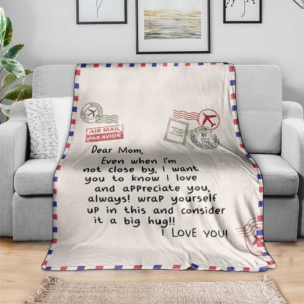 Airmail Letter Dear Mom Throw Blanket Long Distance Hug Meaningful Mother's Day