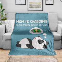 Funny Panda Mom Energy Throw Blanket Mom Is Charging Temporarily Out Of Service Mother's Day Gag Gift