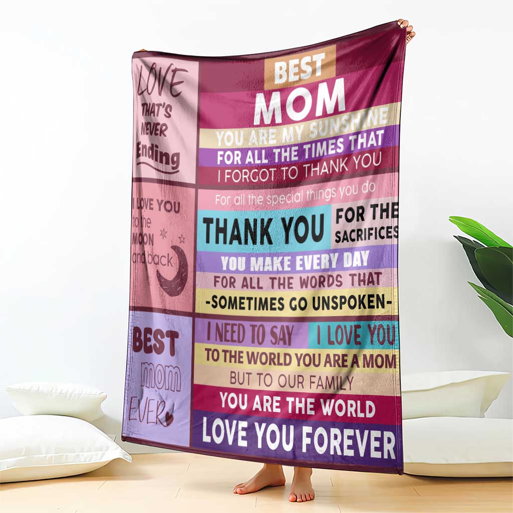 Best Mom Ever Maroon Throw Blanket To My Mom Meaningful Gift for Mother's Day
