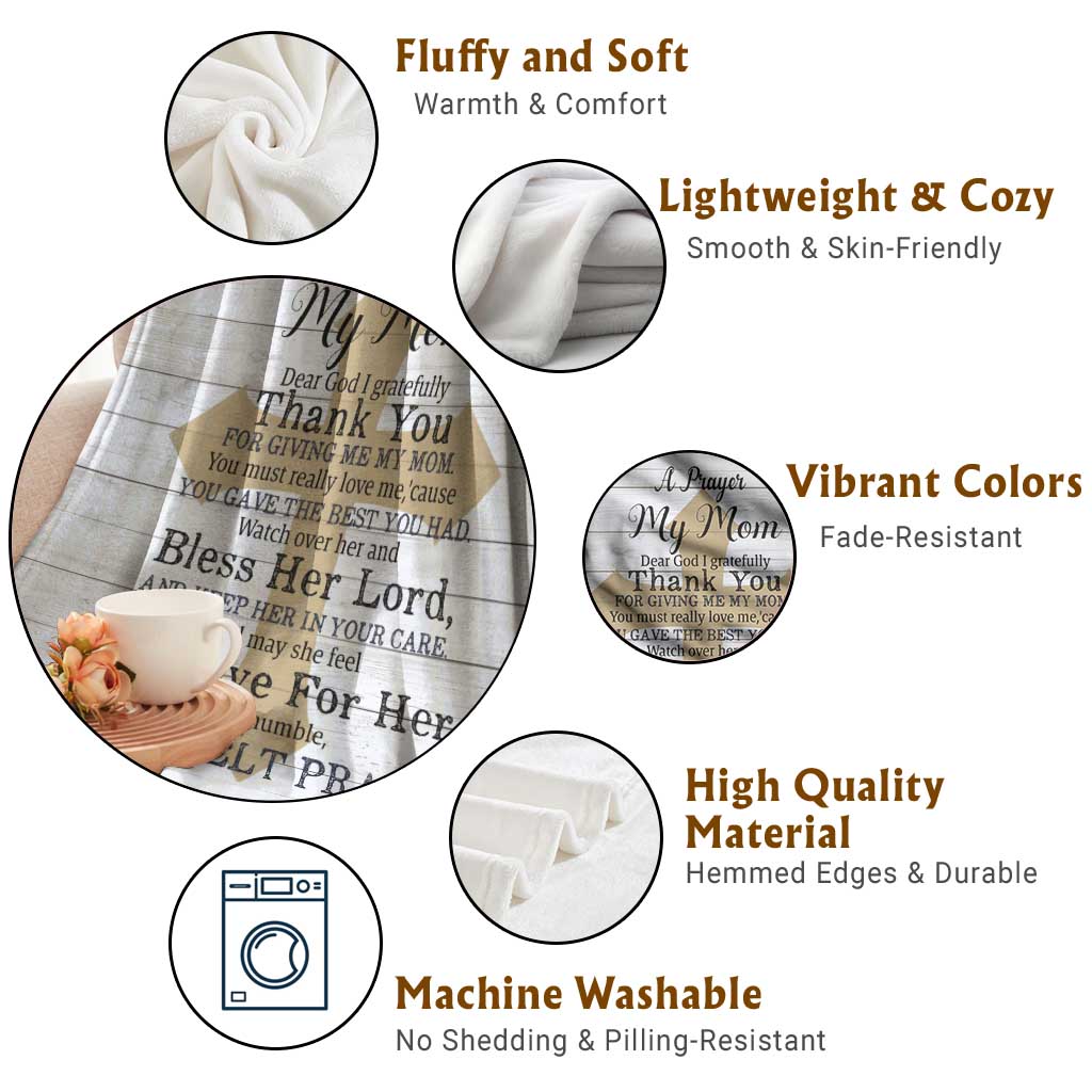 Christian Prayer Throw Blanket Religious Faith Gift with Blessing for Mom Mother's Day