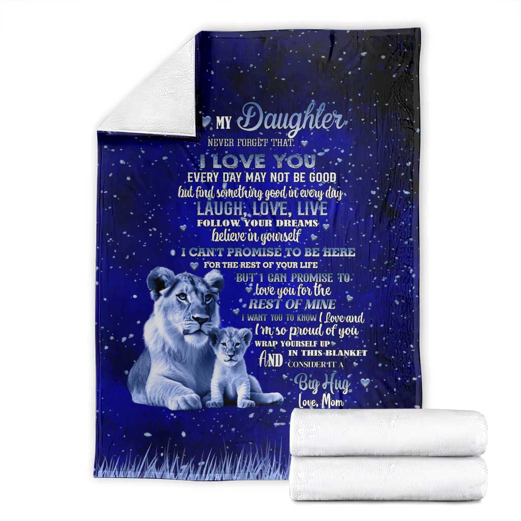 To My Daughter Throw Blanket Lion Graphic Love Message Inspirational Gift from Mom