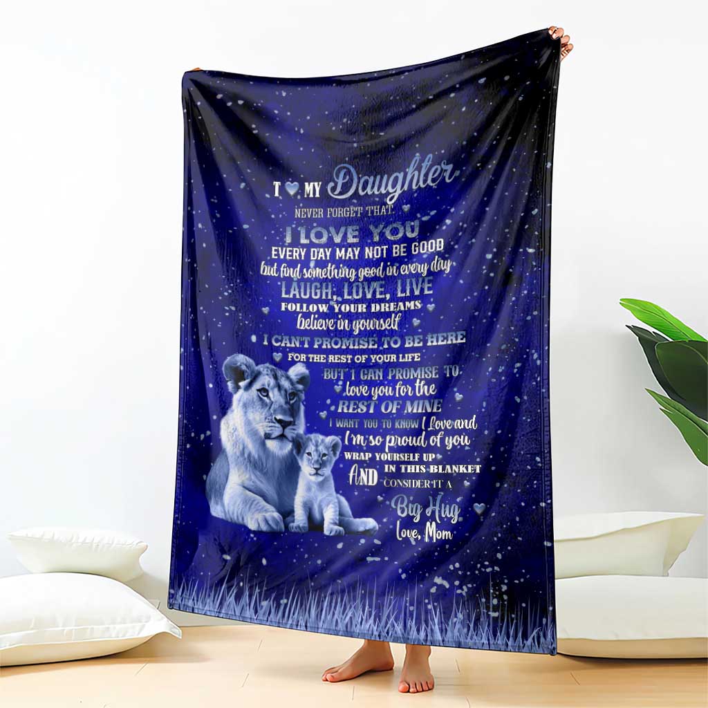To My Daughter Throw Blanket Lion Graphic Love Message Inspirational Gift from Mom
