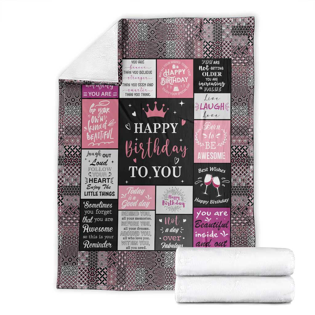 Happy Birthday Quilt Printing Throw Blanket Love Messages Inspirational Birthday Gift for Girls Women