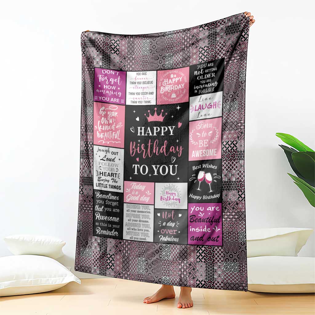 Happy Birthday Quilt Printing Throw Blanket Love Messages Inspirational Birthday Gift for Girls Women
