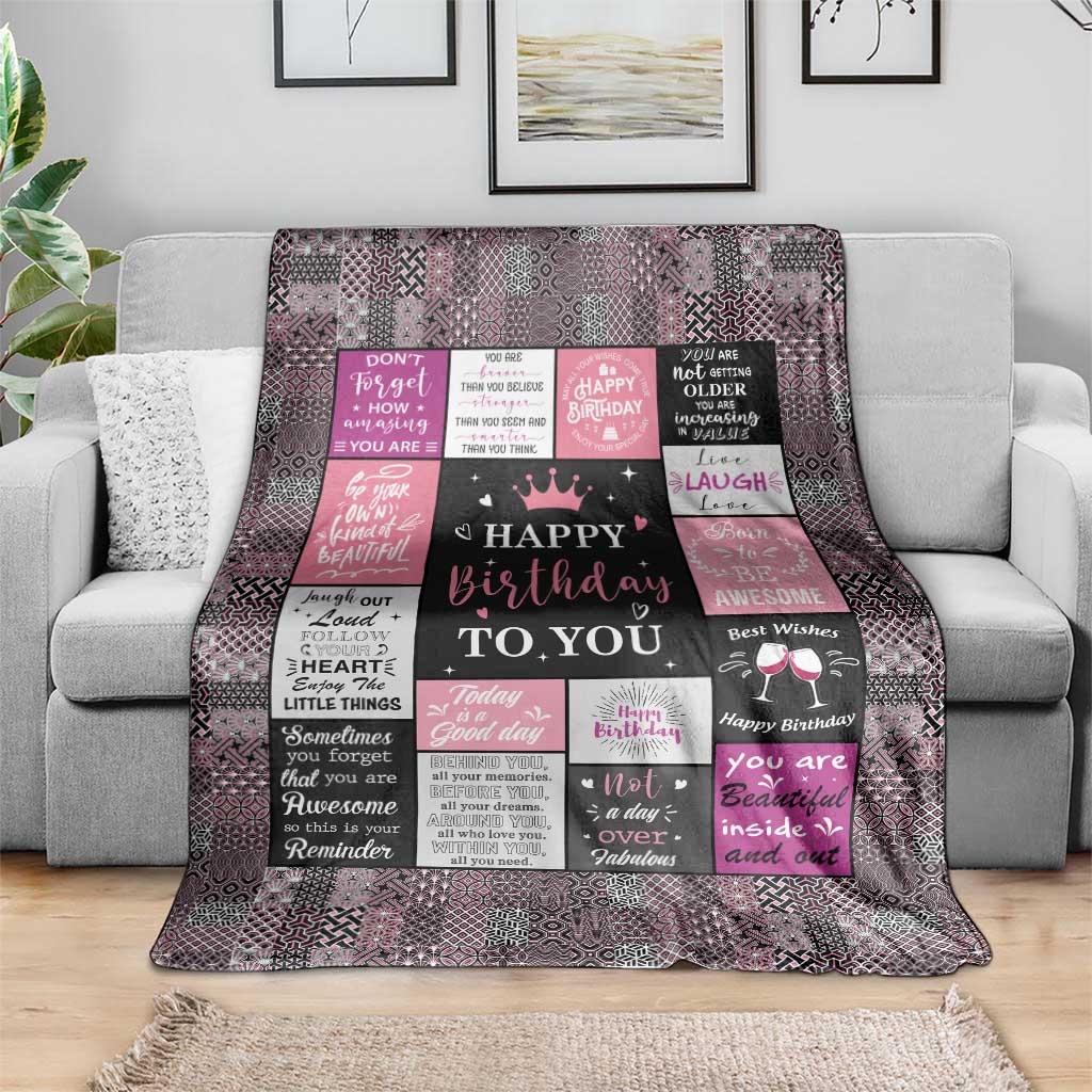 Happy Birthday Quilt Printing Throw Blanket Love Messages Inspirational Birthday Gift for Girls Women