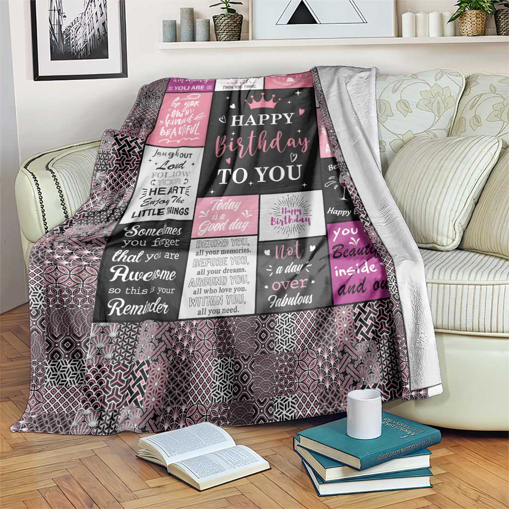 Happy Birthday Quilt Printing Throw Blanket Love Messages Inspirational Birthday Gift for Girls Women