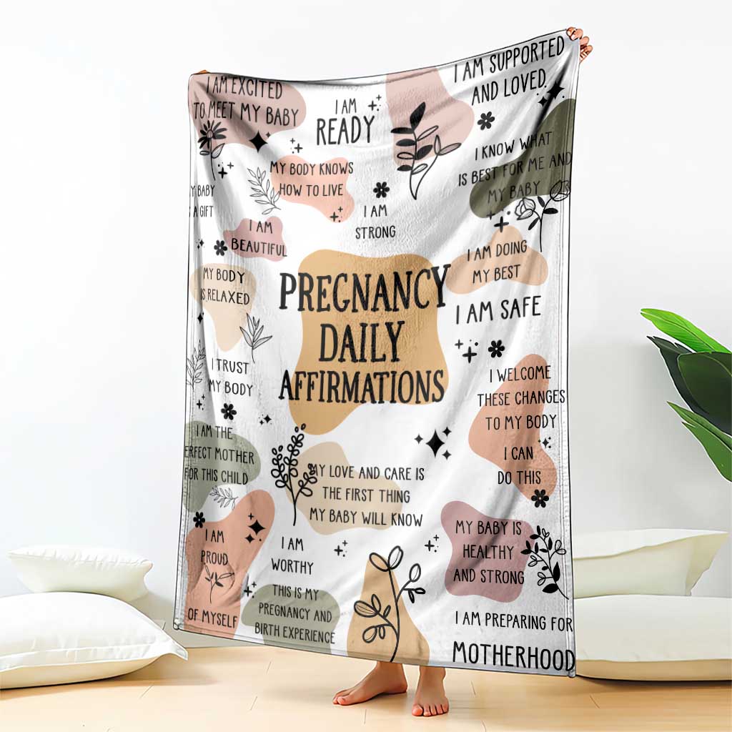 Pregnancy Daily Affirmation Throw Blanket Inspirational Motherhood Gift for Expecting Moms