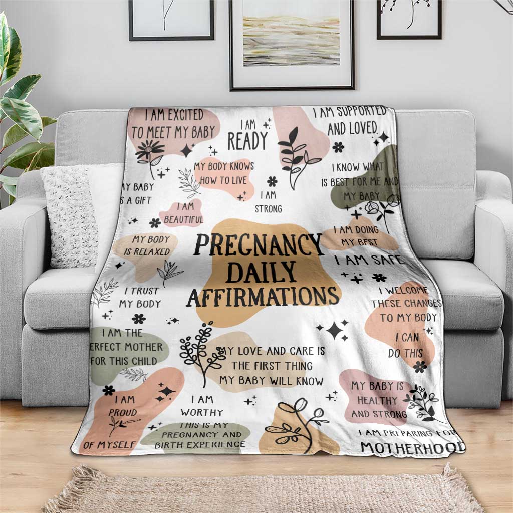 Pregnancy Daily Affirmation Throw Blanket Inspirational Motherhood Gift for Expecting Moms