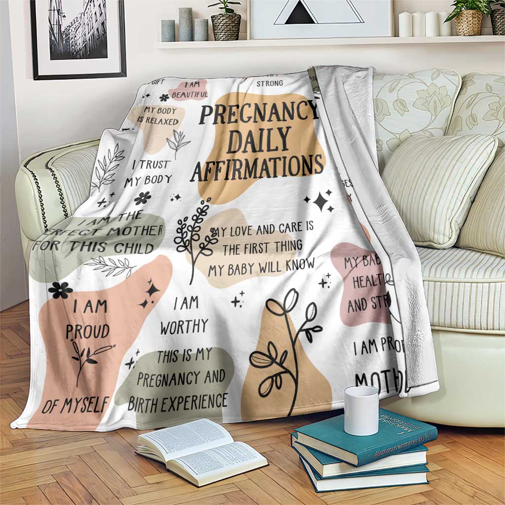 Pregnancy Daily Affirmation Throw Blanket Inspirational Motherhood Gift for Expecting Moms