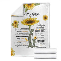 To My Mom Sunflower Throw Blanket You Are My Sunshine Meaningful Mother’s Day Birthday Gift